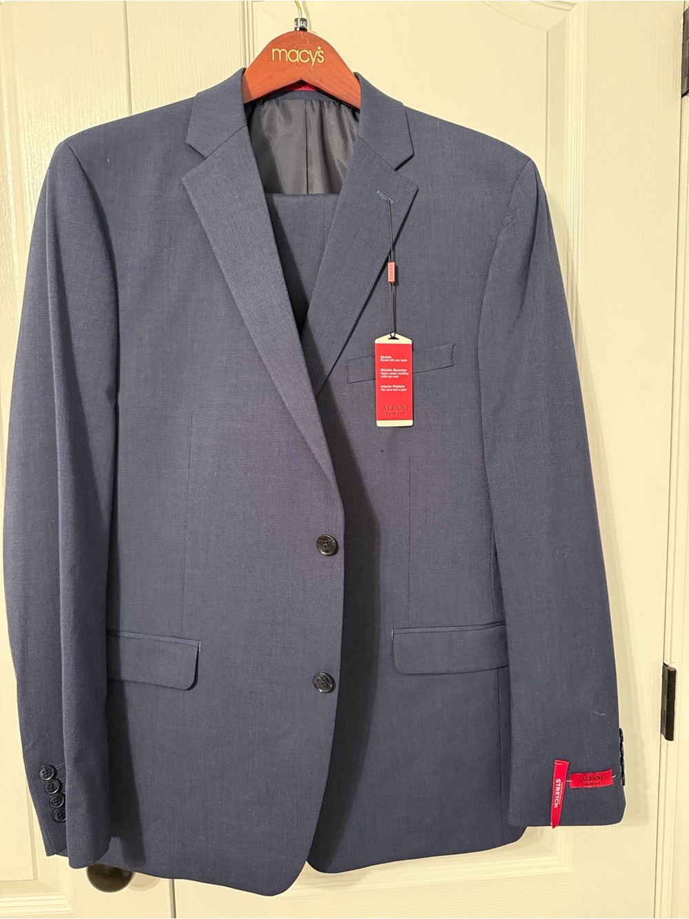 Alfani Men's Slate Blue Two-Button Suit Jacket and Pants